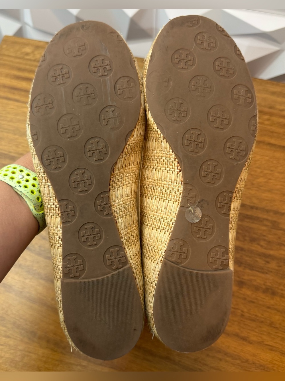 Tory Burch Reva Raffia Straw Ballet Flats Size 9 - Picture 3 of 9